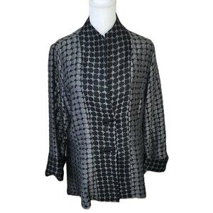 IC by Connie K Fit & Flare Black & Shiny Dark Gray Woven Jacket Women's Size M